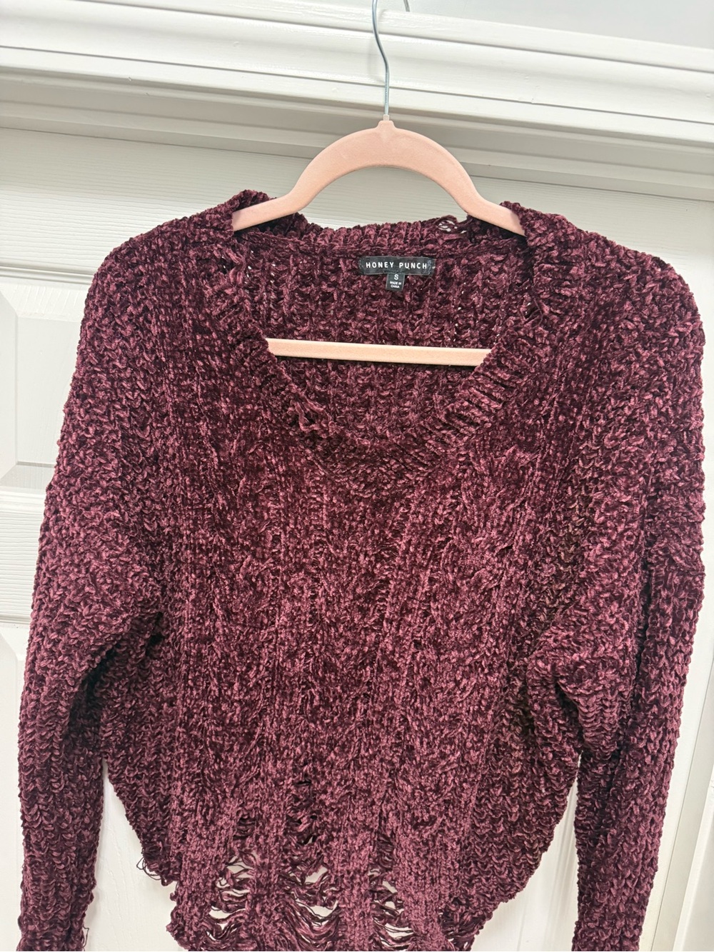 Honey Punch Deep Wine Chunky Knit Crewneck Sweater